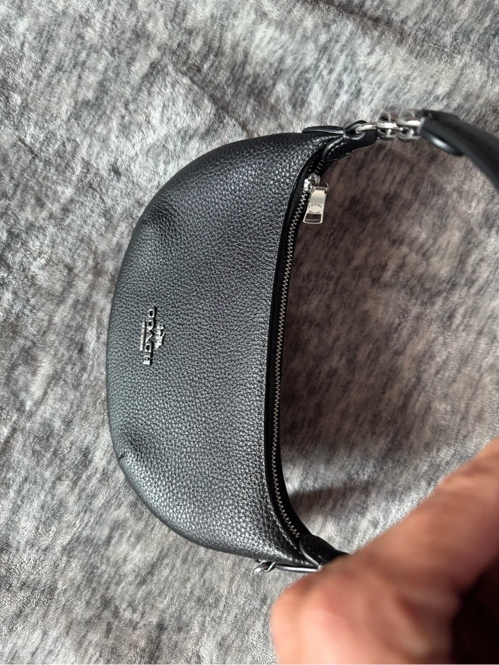Coach Mini Payton Pebbled Leather Black Hobo Bag Handbag